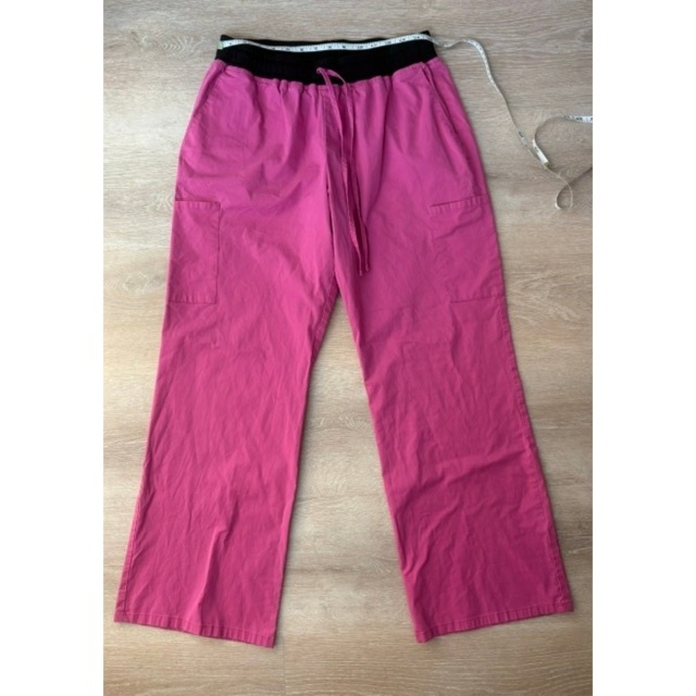 Scrubstar Womens Pink Cargo Scrub Pants‎ Elastic Waist Drawstring Large L